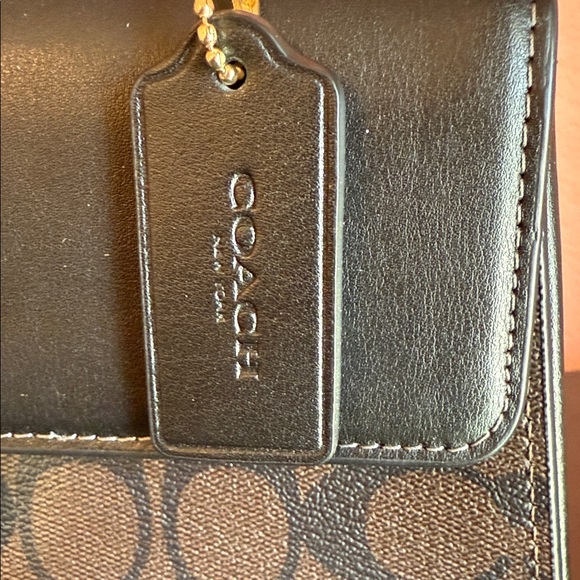 Coach Black and Brown Crossbody Bag with Gold Accent - Picture 2 of 6